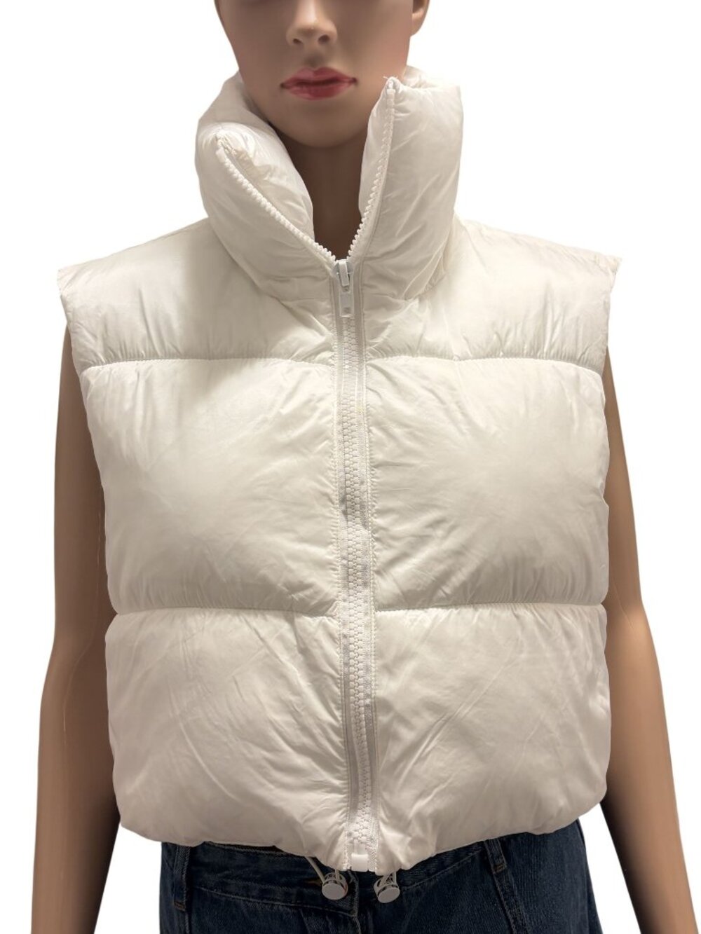 White Cropped Puffer Vest Size Small